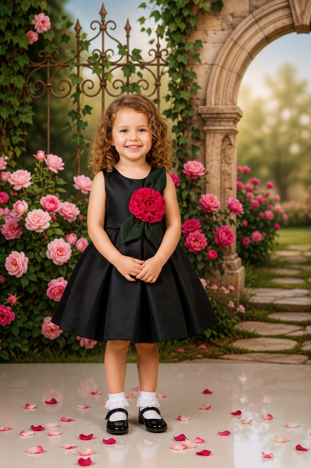 Girls Party Dress Rose Garden Floral
